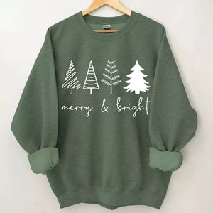 Merry & Bright Christmas Trees Sweatshirt, Christmas Shirt, Christmas Sweatshirt Cute, Christmas Winter Sweatshirt