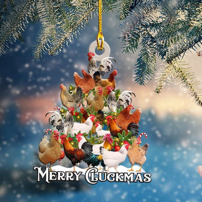 Sicín Merry Cluckmas Ornáide Cruth, Ornáid Nollag Shona, Bronntanas Nollag, Maisiú na Nollag