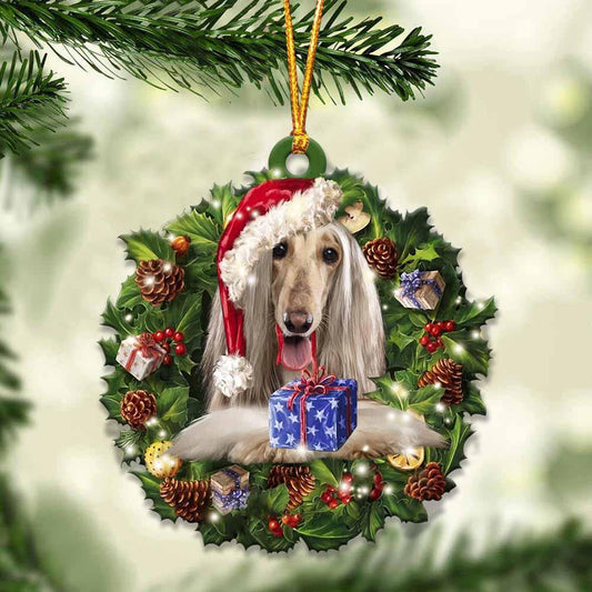 Afghan Hound and Christmas gift for her gift for him gift for Afghan Hound lover Christmas Plastic Hanging Ornament, Christmas Ornament Gift, Christmas Gift, Christmas Decoration
