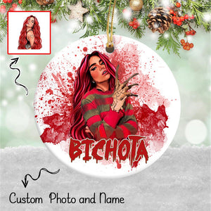 Custom Photo Freddy Krueger Ornament, Christmas Tree Ornament, Home Decor, Christmas Gift, Christmas Decoration