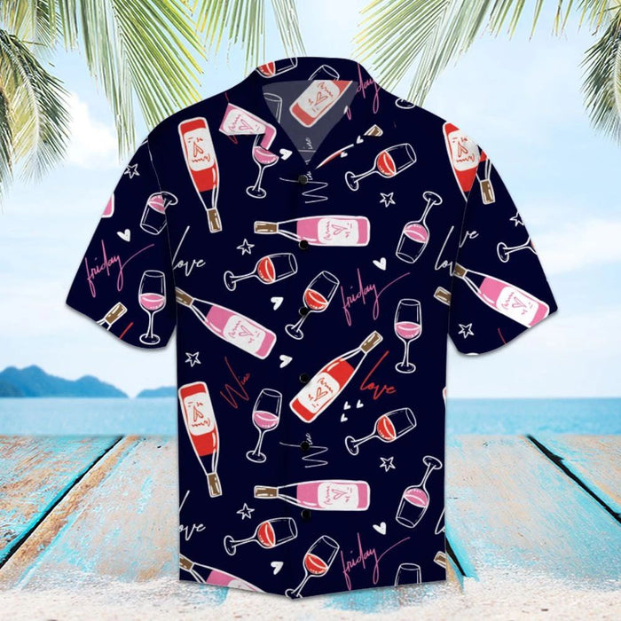 Amazing Red Wine Girl Design Hawaiian Shirt, Hawaiian For Gift