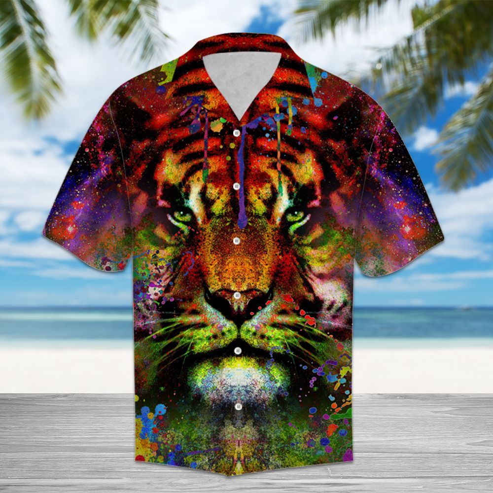 Colorful Tiger Hawaiian Shirt, Hwaiian For Gift