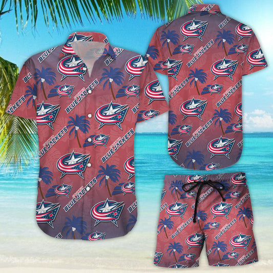 Columbus Blue Jackets Ice Hockey Team Aloha Shirt Hawaiian Aloha Shirt Hawaiian Shorts Beach Short Shirt, Hwaiian For Gift