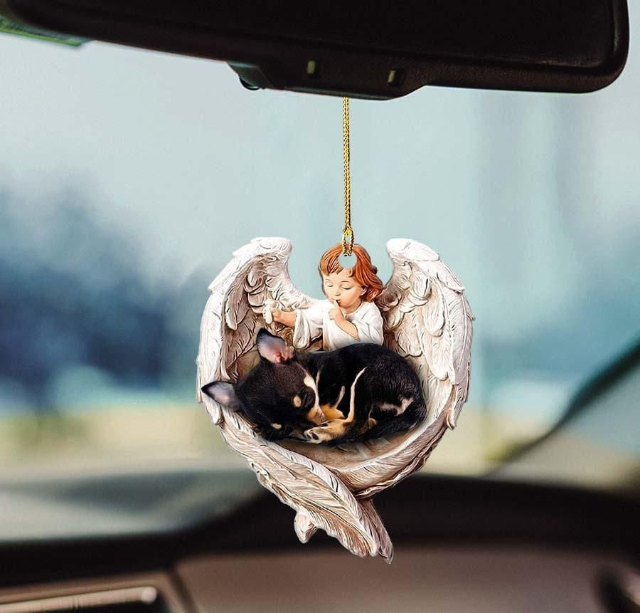 Chihuahua was protected by angels Two Sides Ornament, Happy Christmas Ornament, Christmas Gift, Christmas Decoration