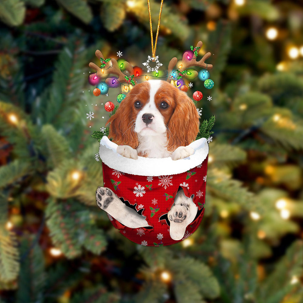 Cavalier King Charles Spaniel 1 In Snow Pocket Christmas Ornament Flat Acrylic Dog Ornament, Christmas Shape Ornament, Happy Christmas Ornament, Happy Christmas Ornament, Christmas Gift, Christmas Decoration