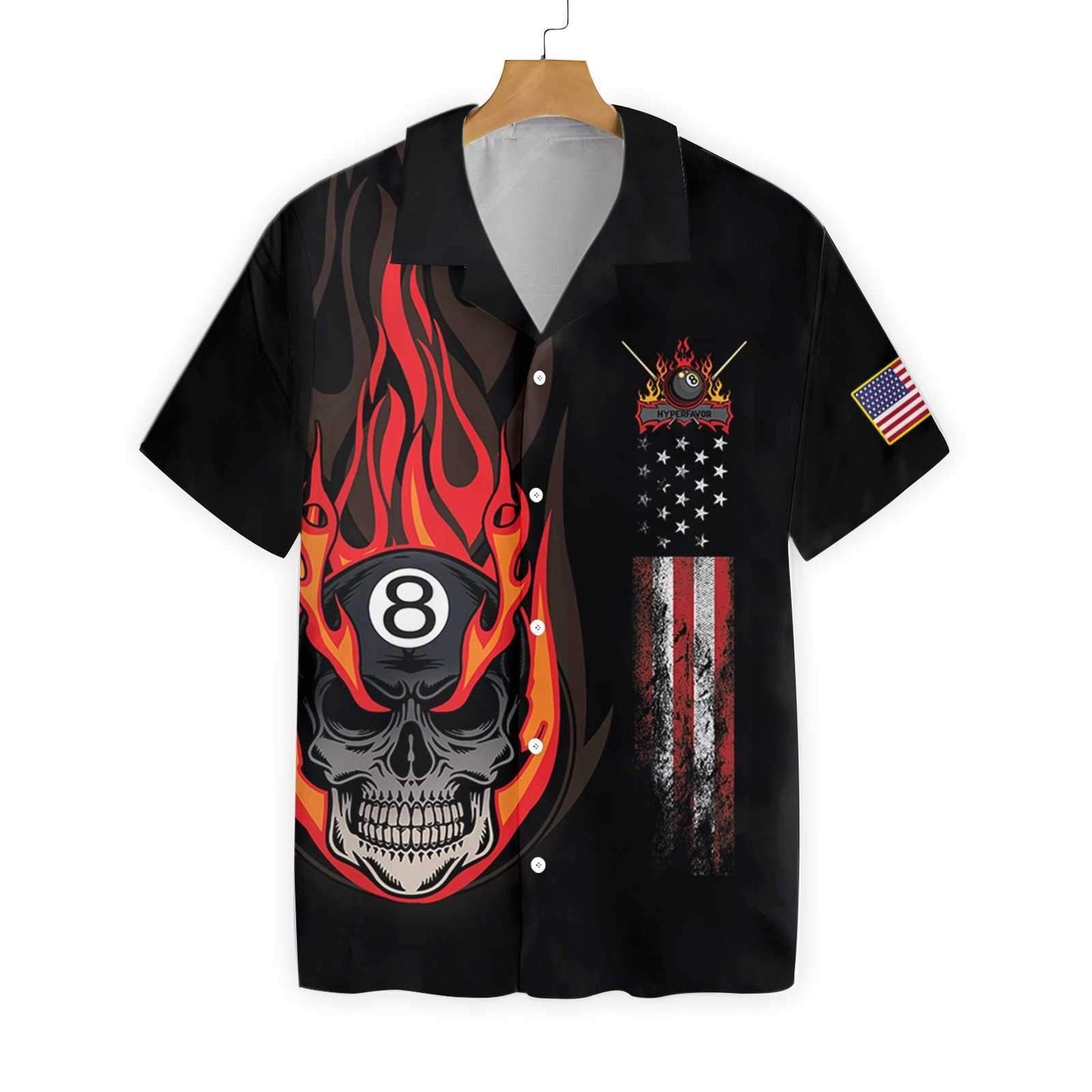 Cool Flame Skull Billiard Pool Design Hawaiian Shirt,Hawaiian Shirt Gift, Christmas Gift