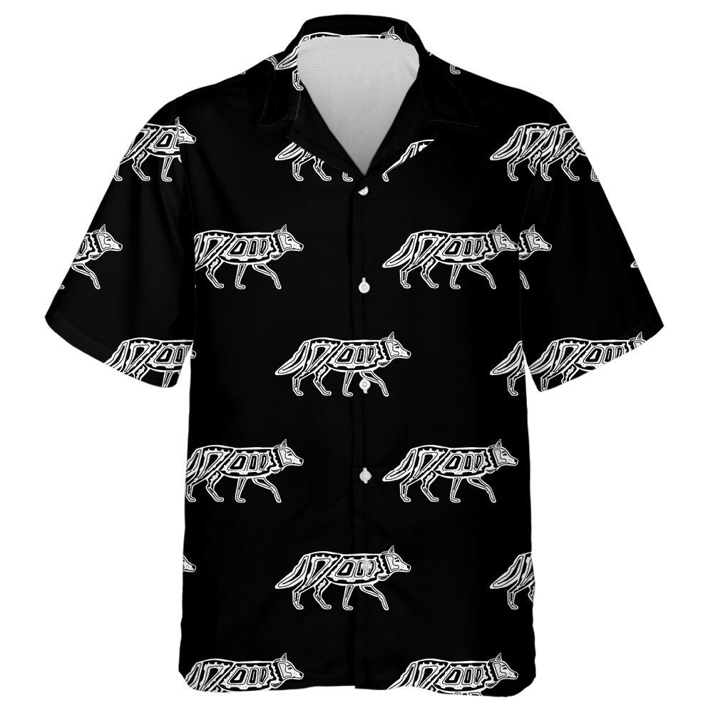 Traditional Folk Motif With Wolf And Ornament Hawaiian Shirt, Hawaiian Shirt Gift, Christmas Gift