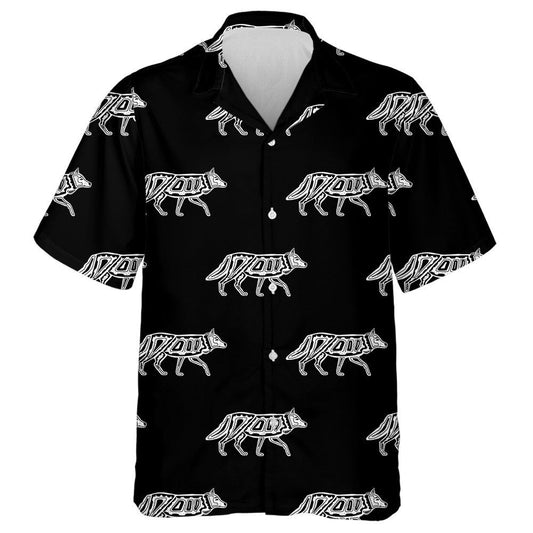Traditional Folk Motif With Wolf And Ornament Hawaiian Shirt, Hawaiian Shirt Gift, Christmas Gift