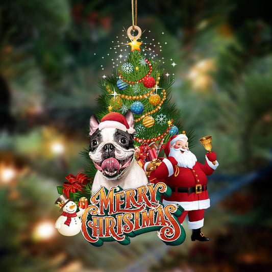 Boston terrier-Christmas Tree &  Dog Hanging Christmas Plastic Hanging Ornament, Christmas Ornament Gift, Christmas Gift, Christmas Decoration