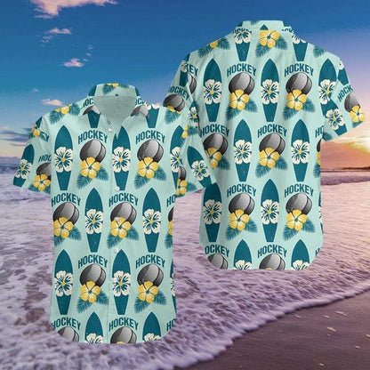 Hockey Surfing And Summer Hibiscus Hawaiian Shirt, Hawaiian For Gift