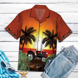 Amazing Legend Tractor Palm Tree Beach Sunset Pattern Hawaiian Shirt, Hawaiian Shirt Gift, Christmas Gift