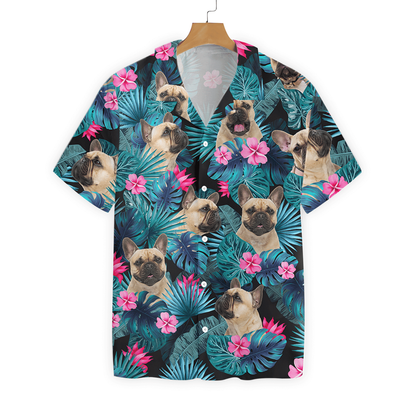 Hibiscus Tropical French Bulldog Design Hawaiian Shirt, Hawaiian For Gift