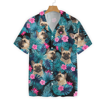 Hibiscus Tropical French Bulldog Design Hawaiian Shirt, Hawaiian For Gift