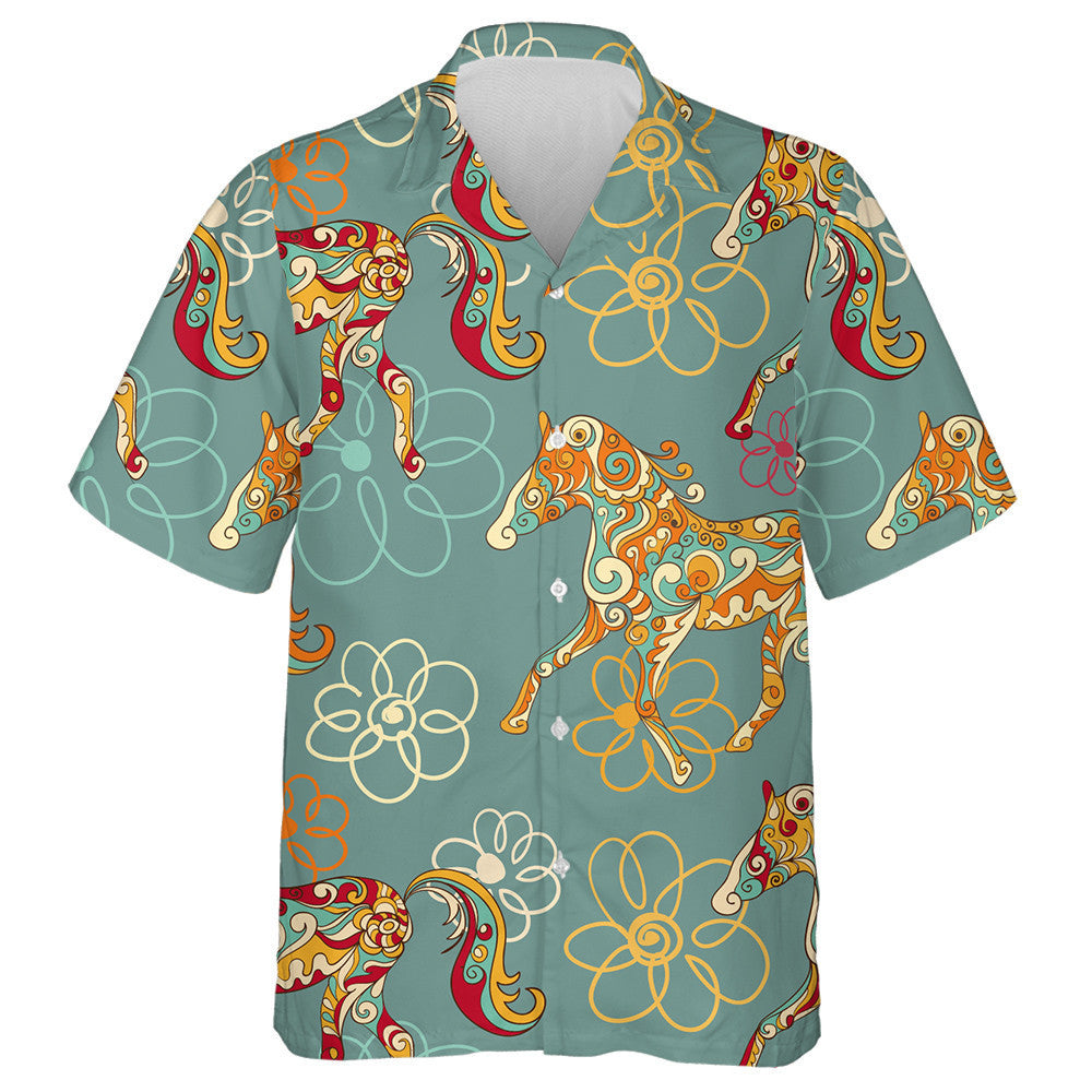 Flamboyant Running Horses With Flora Ornamental Hawaiian Shirt,Hawaiian Shirt Gift, Christmas Gift