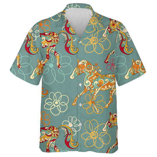 Flamboyant Running Horses With Flora Ornamental Hawaiian Shirt,Hawaiian Shirt Gift, Christmas Gift