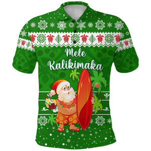 (Custom Personalised) Hawaii Christmas Polo Shirt Santa Claus Surfing Simple Style, Hawaiian Shirt Gift, Christmas Gift