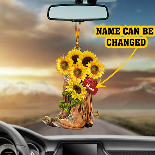 Buataisí Lus na Gréine Pearsantaithe Gheobhaidh dream eile Cowboy Cowgirl Ornáid Gluaisteán Aicrileach Maol, Maisiú na Nollag