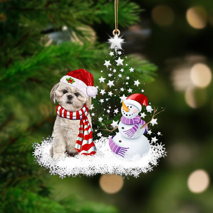 Shih Tzu-Star Tree Hanging Christmas Plastic Hanging Ornament, Christmas Gift, Christmas Decoration