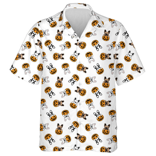 Products French Bulldog And Pumpkin Halloween Cartoon Hawaiian Shirt,Hawaiian Shirt Gift, Christmas Gift