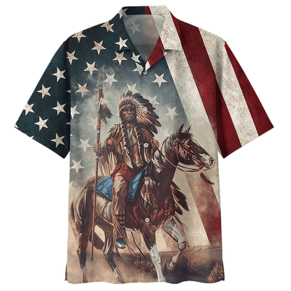 Horse Native American Flag Pattern Hawaiian Shirt, Hawaiian For Gift