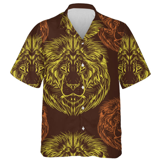 Yellow And Pink Head Of Lion Hawaiian Shirt, Hwaiian For Gift