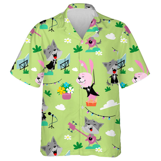Fun Party In The Forest Hare And Wolf Hawaiian Shirt, Hawaiian Shirt Gift, Christmas Gift