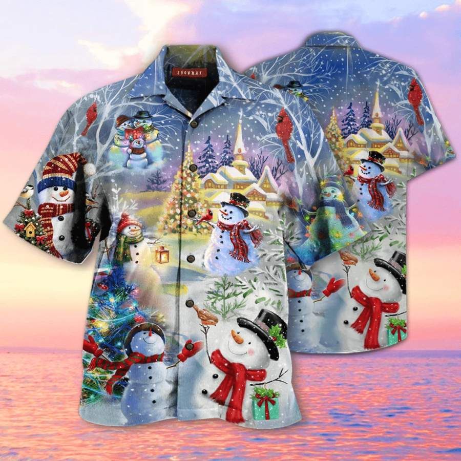 Christmas Snowman So Cute Hawaiian Aloha Aloha Shirts #V Hawaiian Shorts Beach Short Sleeve_Hawaiian Shirt Gift, Christmas Gift