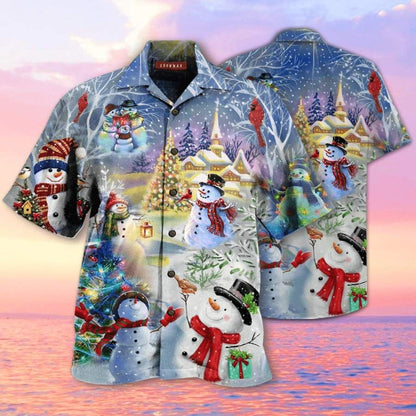 Christmas Snowman So Cute Hawaiian Aloha Aloha Shirts #V Hawaiian Shorts Beach Short Sleeve_Hawaiian Shirt Gift, Christmas Gift