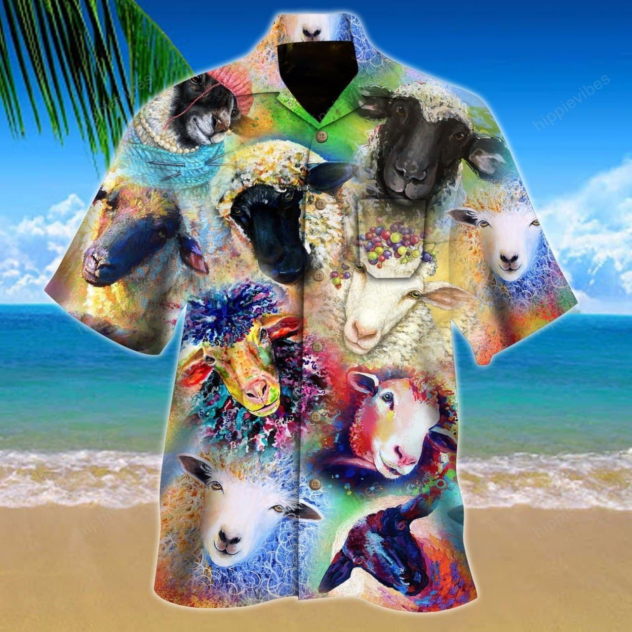 Cute Colorful Sheeps Love Sheep Hawaiian Shirt,Hawaiian Shirt Gift, Christmas Gift