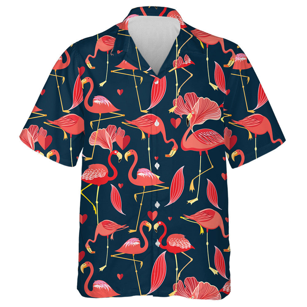 Red Flamingo In Love With Small Hearts Hawaiian Shirt, Hawaiian Shirt Gift, Christmas Gift