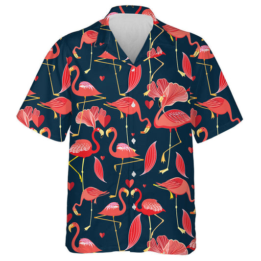 Red Flamingo In Love With Small Hearts Hawaiian Shirt, Hawaiian Shirt Gift, Christmas Gift