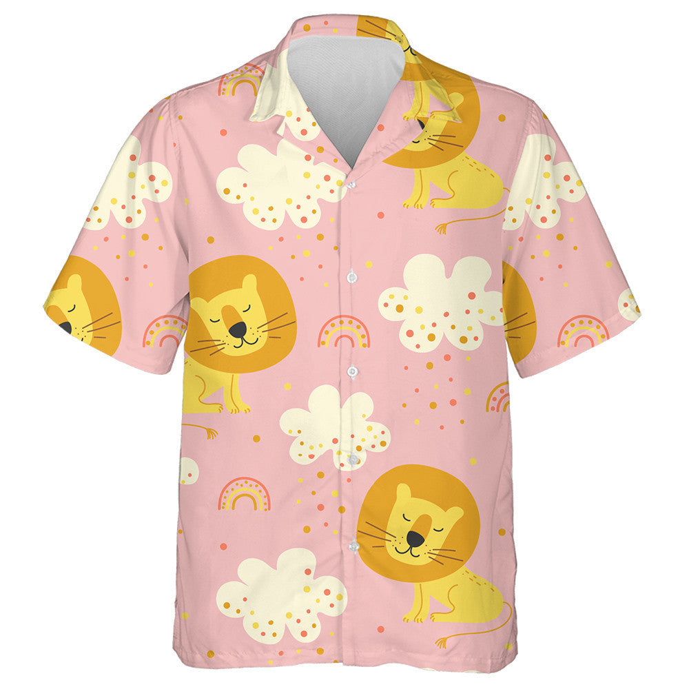 Funny Cartoon Lion Clouds And Colored Rain Hawaiian Shirt, Hawaiian Shirt Gift, Christmas Gift
