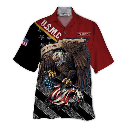 The Marine For Life USMC Veteran Background Hawaiian Shirt, Hawaiian Shirt Gift, Christmas Gift