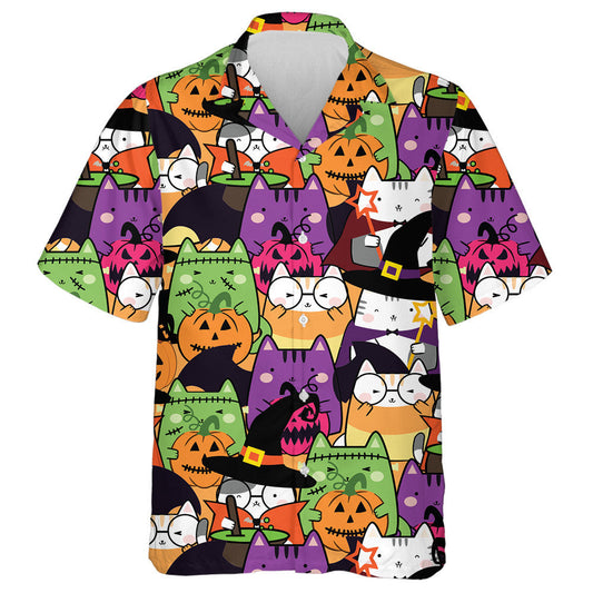 Cartoon Animals Kawaii Cat Costume For Halloween Hawaiian Shirt, Hawaiian Shirt Gift, Christmas Gift