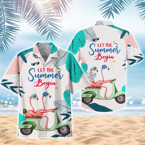 Flamingo Couple Riding Bike Design Hawaiian Shirt,Hawaiian Shirt Gift, Christmas Gift