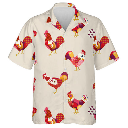 Funny Colorful Chicken Rooster On Gray Background Hawaiian Shirt, Hawaiian Shirt Gift, Christmas Gift