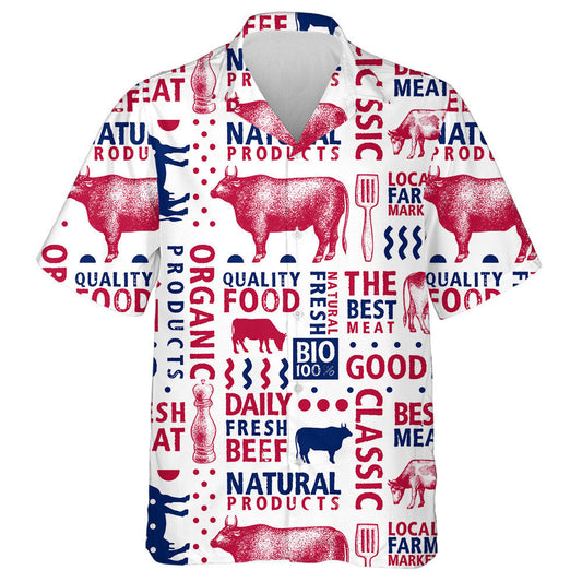 Scáthchruth Tarbh Agus Bó Lámh-tharraingthe Retro Feirme Léine Haváís, Bronntanas Léine Haváís, Bronntanas Nollag