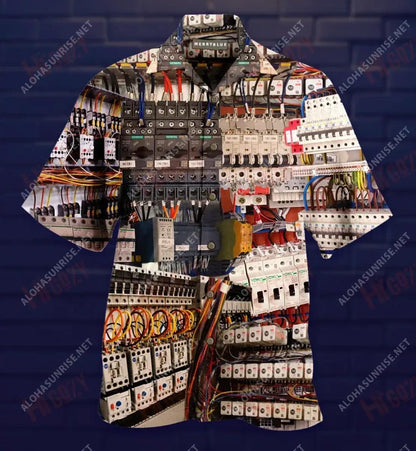 Ná bíodh Eagla ar bith ar an Leictreoir Anseo Léine Gearr Muinchille Unisex Laethanta Saoire Léinte T Haváíais Seanréalta Léine Haváíais Patrún Léine Haváíais, Bronntanas Léine Haváíais, Bronntanas Nollag