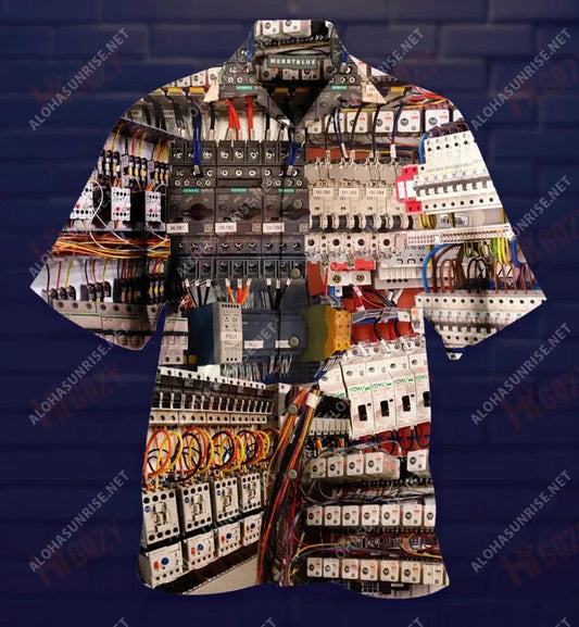 Ná bíodh Eagla ar bith ar an Leictreoir Anseo Léine Gearr Muinchille Unisex Laethanta Saoire Léinte T Haváíais Seanréalta Léine Haváíais Patrún Léine Haváíais, Bronntanas Léine Haváíais, Bronntanas Nollag