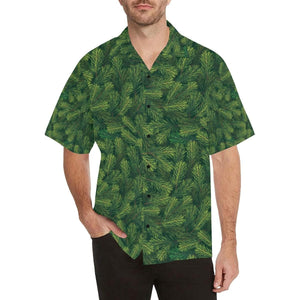 Christmas Tree Green Pine Leaves Overlap Pattern Hawaiian Shirt, Hawaiian Shirt Gift, Christmas Gift