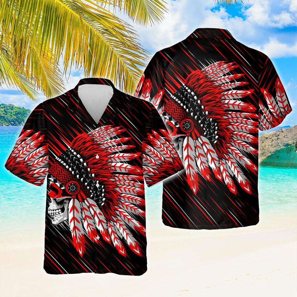 Native American Chief On Black Design Hawaiian Shirt,Hawaiian Shirt Gift, Christmas Gift