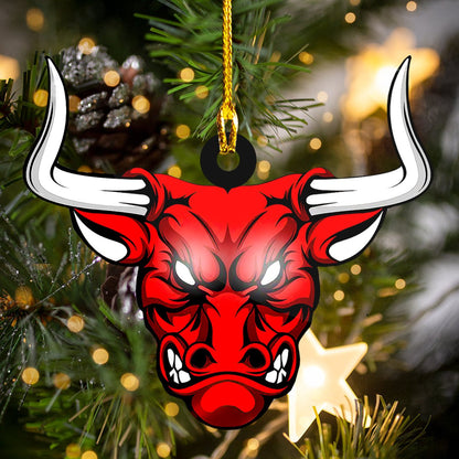 Bulls Christmas Ornament, Happy Christmas Ornament, Christmas Gift, Christmas Decoration