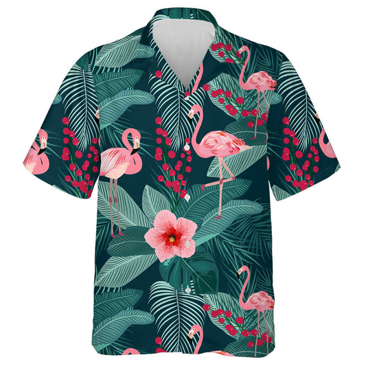 Flamingo Álainn Le pailme Tropcial Agus Banana Fág Léine Haváís, Bronntanas Léine Haváís, Bronntanas Nollag