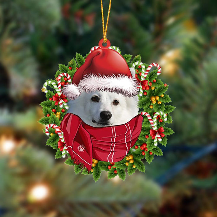 American Eskimo-Xmas Bandana Hanging Christmas Plastic Hanging Ornament, Christmas Ornament Gift, Christmas Gift, Christmas Decoration