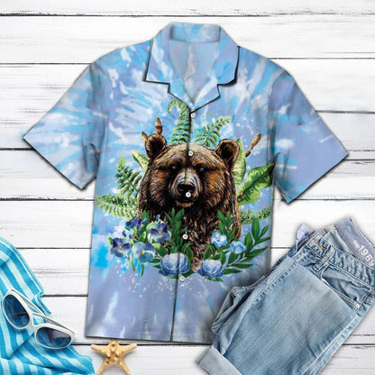 Bear Tie Dye Mix Murrey Theme Vintage Style Hawaiian Shirt, Hawaiian Shirt Gift, Christmas Gift