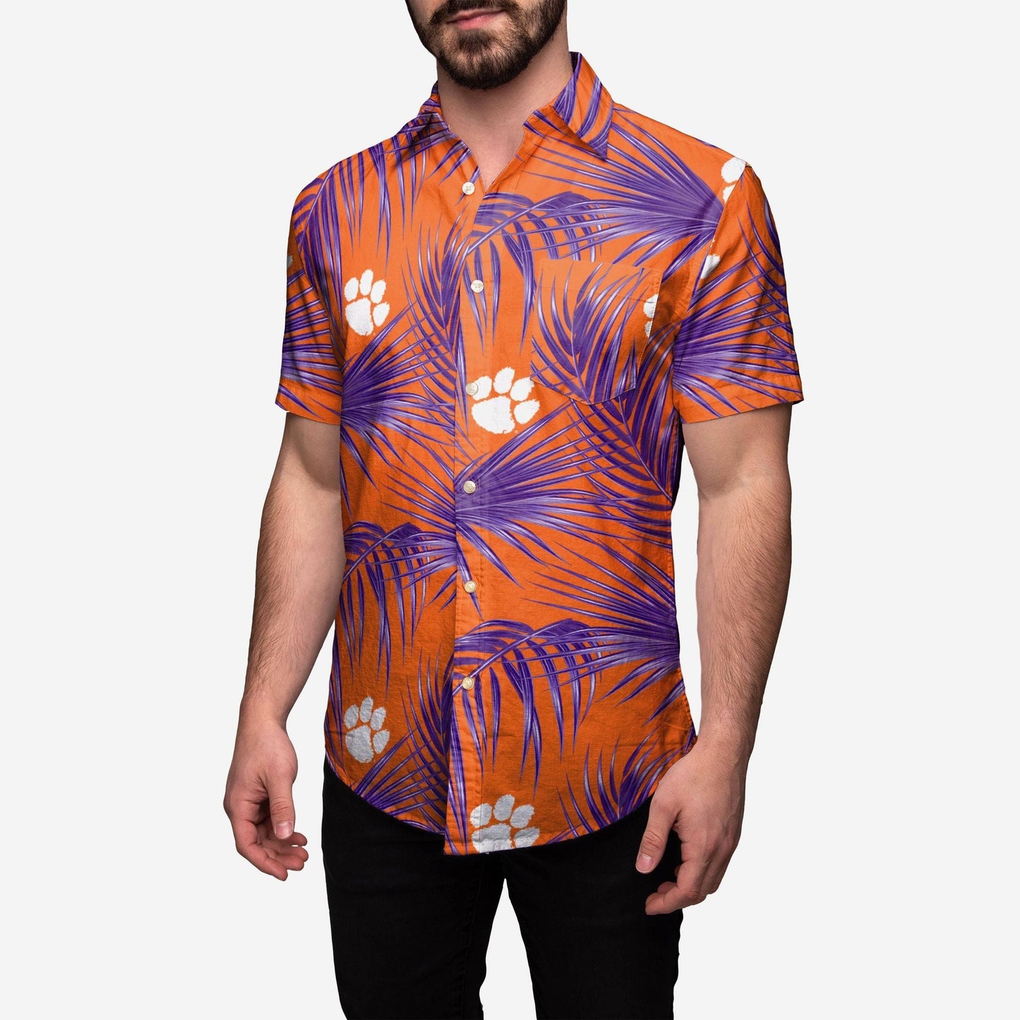 Clemson Tigers Hawaiian Button Up Shirt_Hawaiian Shirt Gift, Christmas Gift
