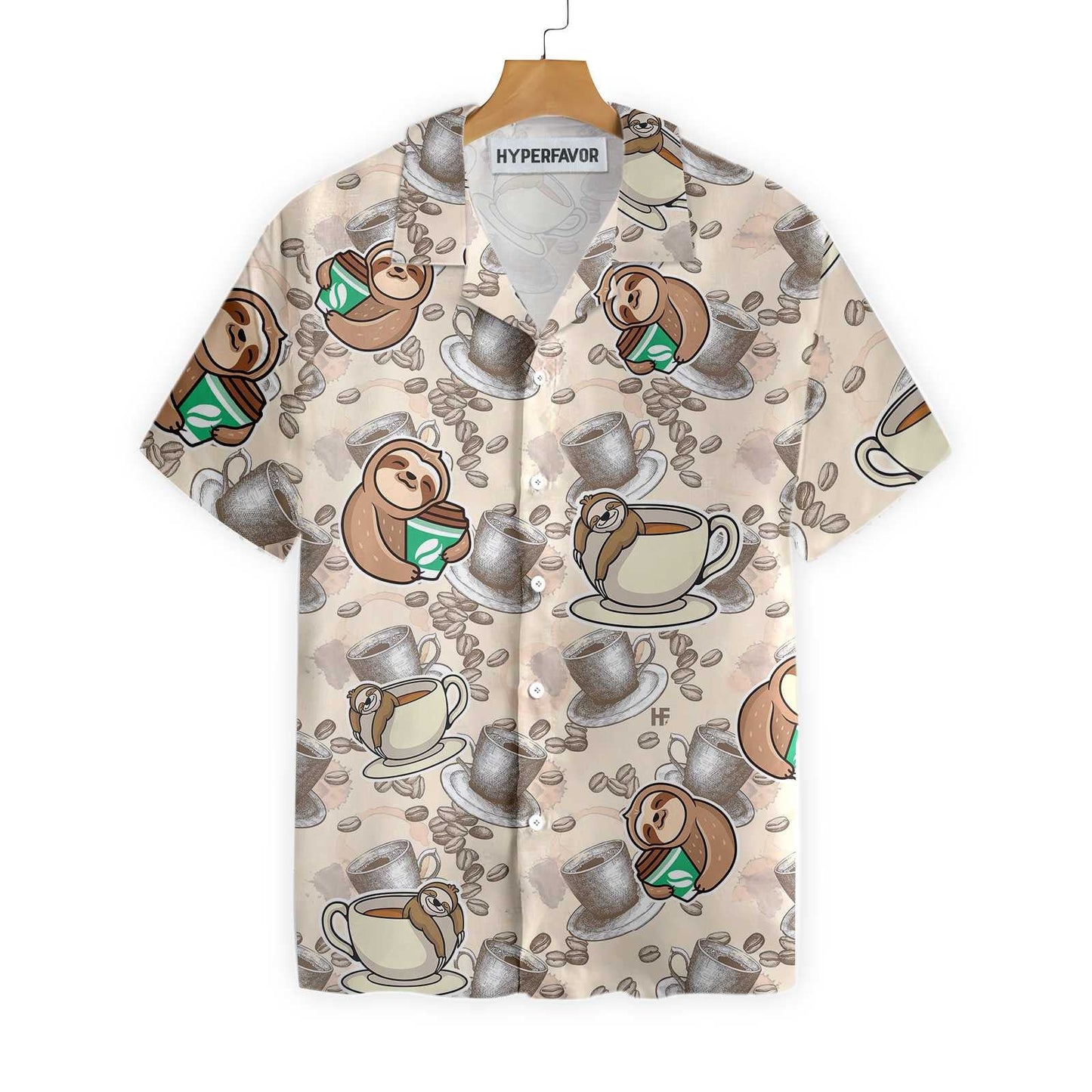 Ideal Coffee And Lazy Sloth Design Hawaiian Shirt, Hawaiian For Gift