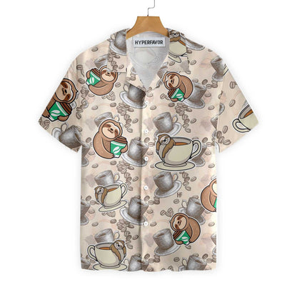 Ideal Coffee And Lazy Sloth Design Hawaiian Shirt, Hawaiian For Gift