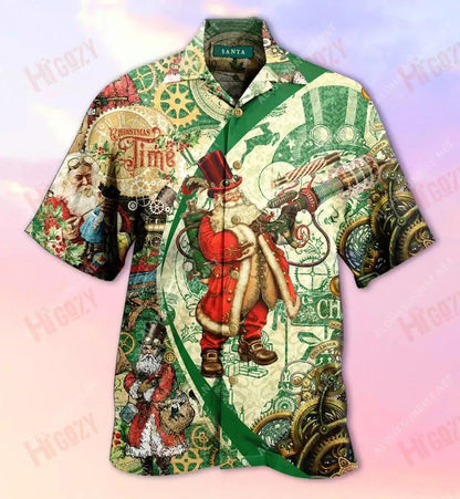 Steampunk Santa Clásal Léine Gearr haváís Léinte Trópaiceacha an tSamhraidh Léinte Seanré Haváíais Léinte Greannmhar Haváís, Bronntanais Léine Haváís, Bronntanas Nollag