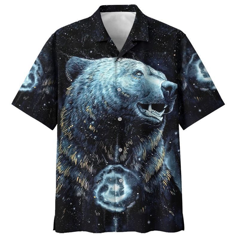 Native American Bear In Beautiful Night Sky Hawaiian Shirt, Hawaiian Shirt Gift, Christmas Gift